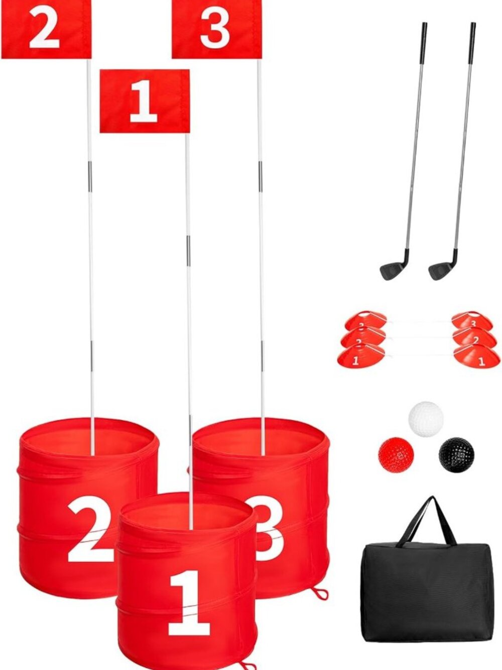 Backyard Golf Game Set - 3 Hole Lawn Golf with Adjustable Clubs & Carry Bag, Fun